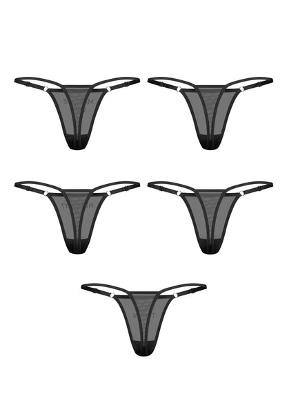 1-5pak stringów Violami Obsessive transparentnych z cyrkoniami L/XL-1