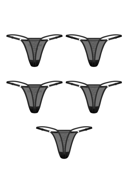 1-5pak stringów Violami Obsessive transparentnych z cyrkoniami L/XL-1