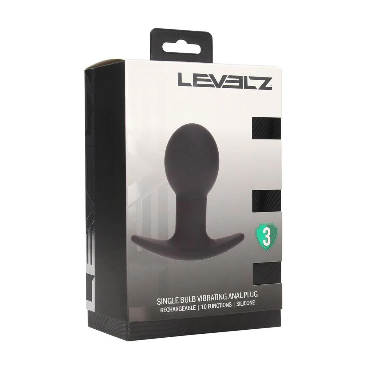 3-Korek analny wibrujący silikonowy Single Bulb Levelz czarny 9cm-3