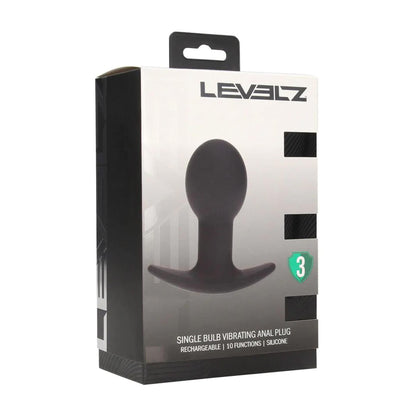 3-Korek analny wibrujący silikonowy Single Bulb Levelz czarny 9cm-3