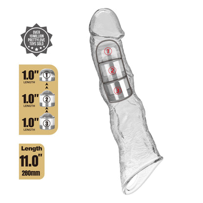 2-Przedłużka na penisa Pretty Love z modułami transparentna 28 cm-2