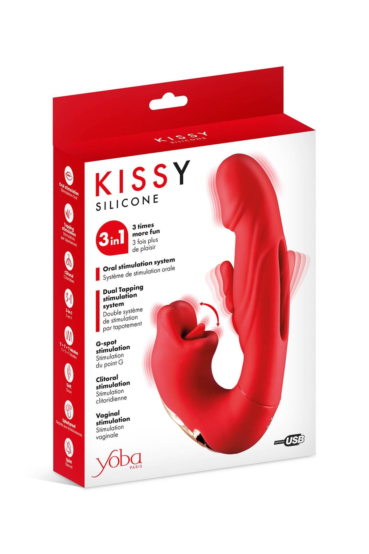3-Wibrator króliczek Yoba Kissy 3w1 silikonowy USB 17,6 cm-3
