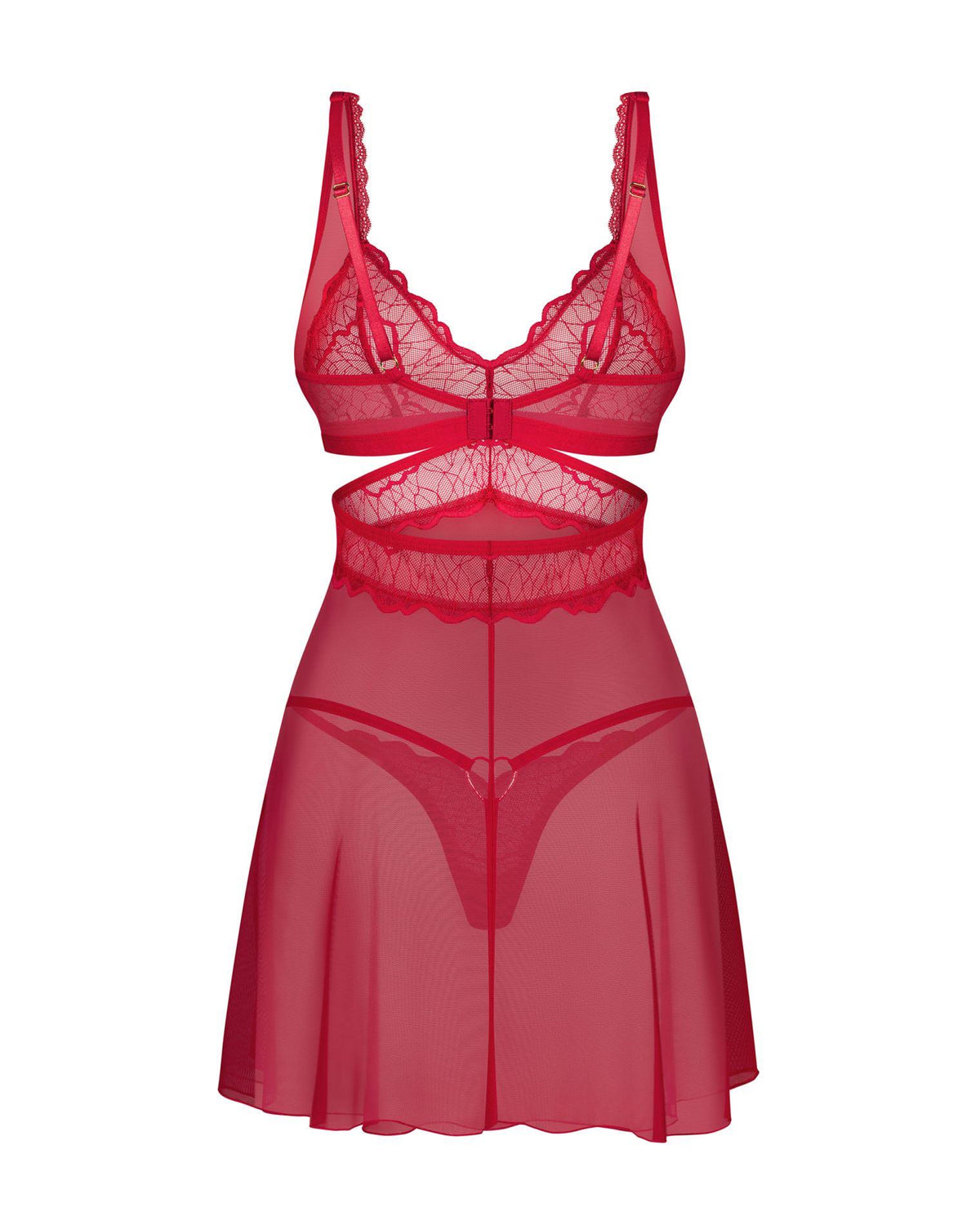 3-Babydoll z stringami Obsessive Cupide Desir czerwony 2XL/3XL-3