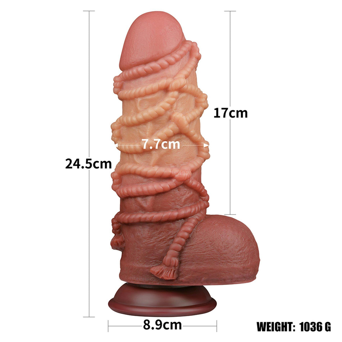 4-Dildo dwuwarstwowe Lovetoy silikonowe 24 cm-4