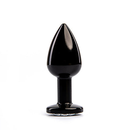 2-Korek analny Fantasy czarny z białym diamentem 7 cm-2