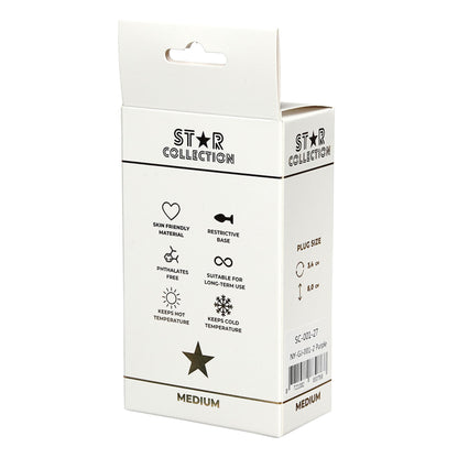 2-Star Collection - Fioletowy Silikonowy Korek Analny M z Różowym Kamieniem-2