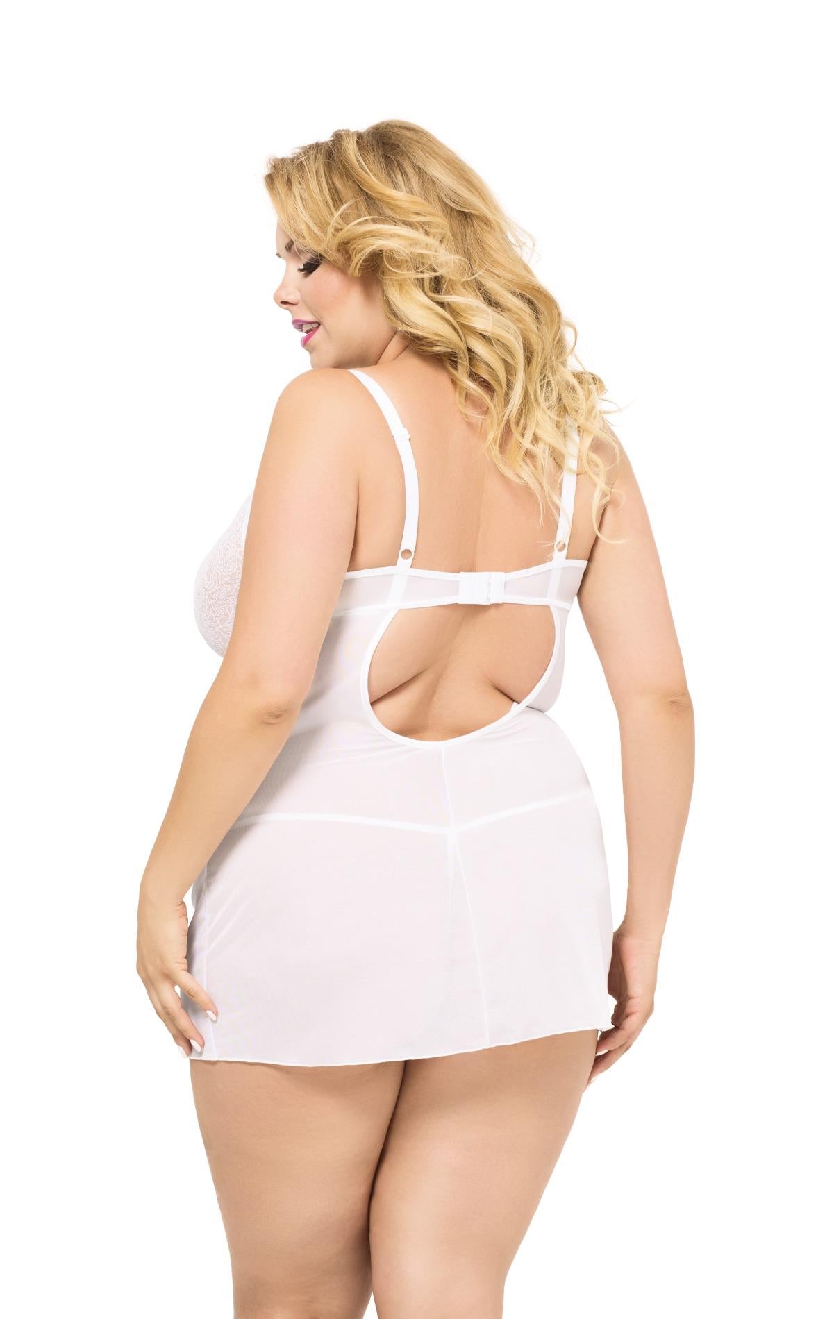 1-Erotyczna koszulka Laura siateczno koronkowa biała XL SoftLine-1