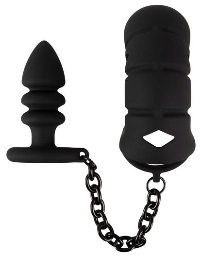 2-Klatka na penisa z plugiem analnym Black Velvets silikonowa-2