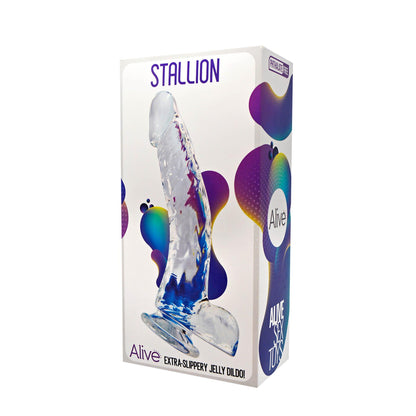 1-Dildo żelowe Stallion Alive przezroczysty 22 cm-1