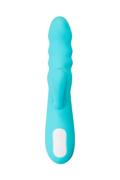 4-Wibrator króliczek rotacyjny JOS MERRY SWI niebieski silikonowy 20.7 cm USB-4
