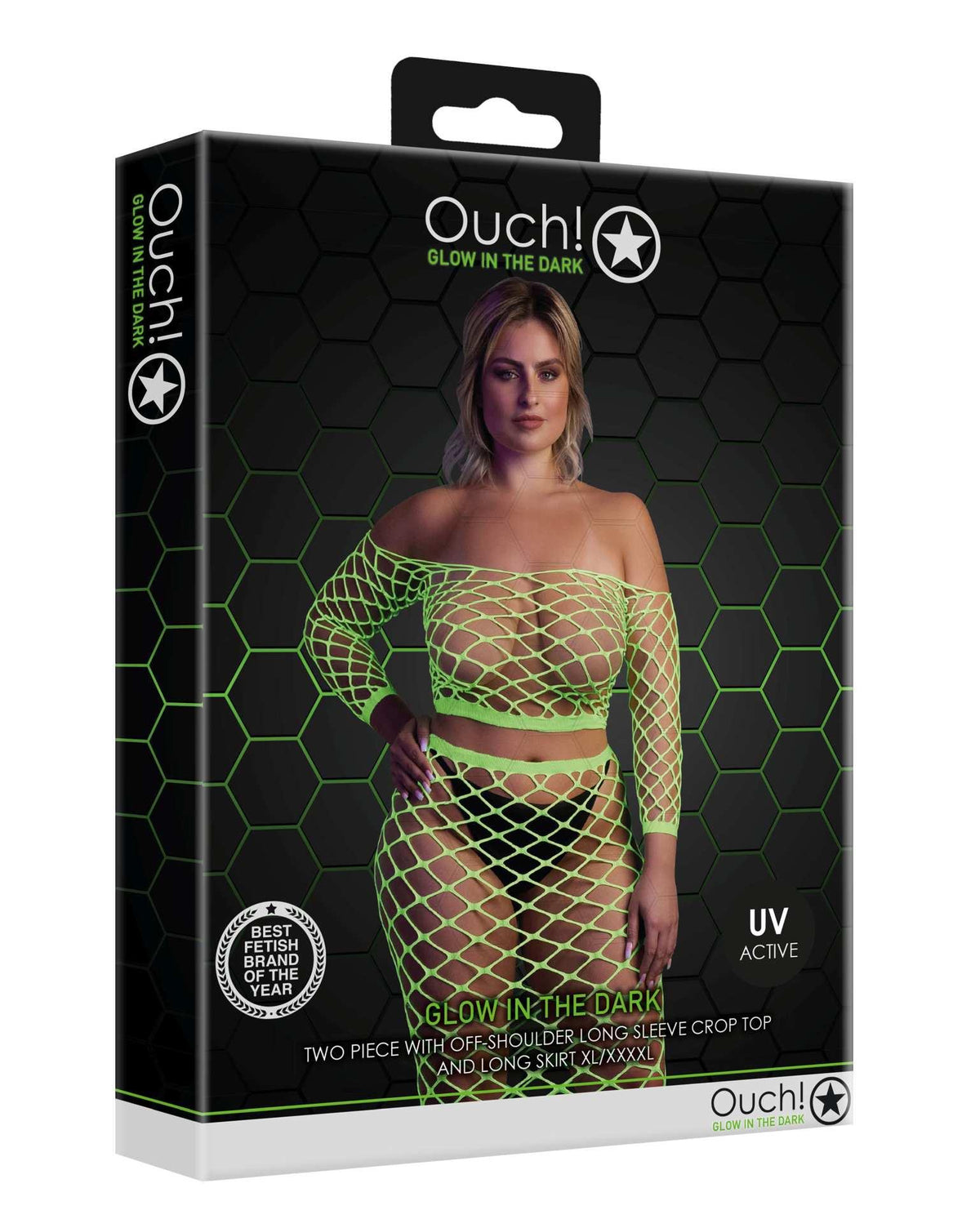 3-Neonowy komplet bielizny Ouch top z rękawem i spódnica XL XXXXL-3
