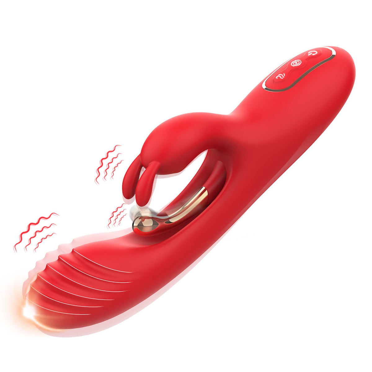 3-Wibrator króliczek czerwony trójpunktowy Crazy Horse USB 22 cm-3