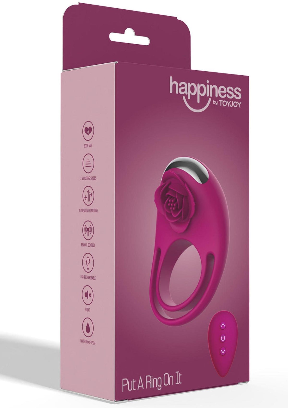 4-Pierścień wibrujący Put A Ring On It ToyJoy fuksja pilot USB-4