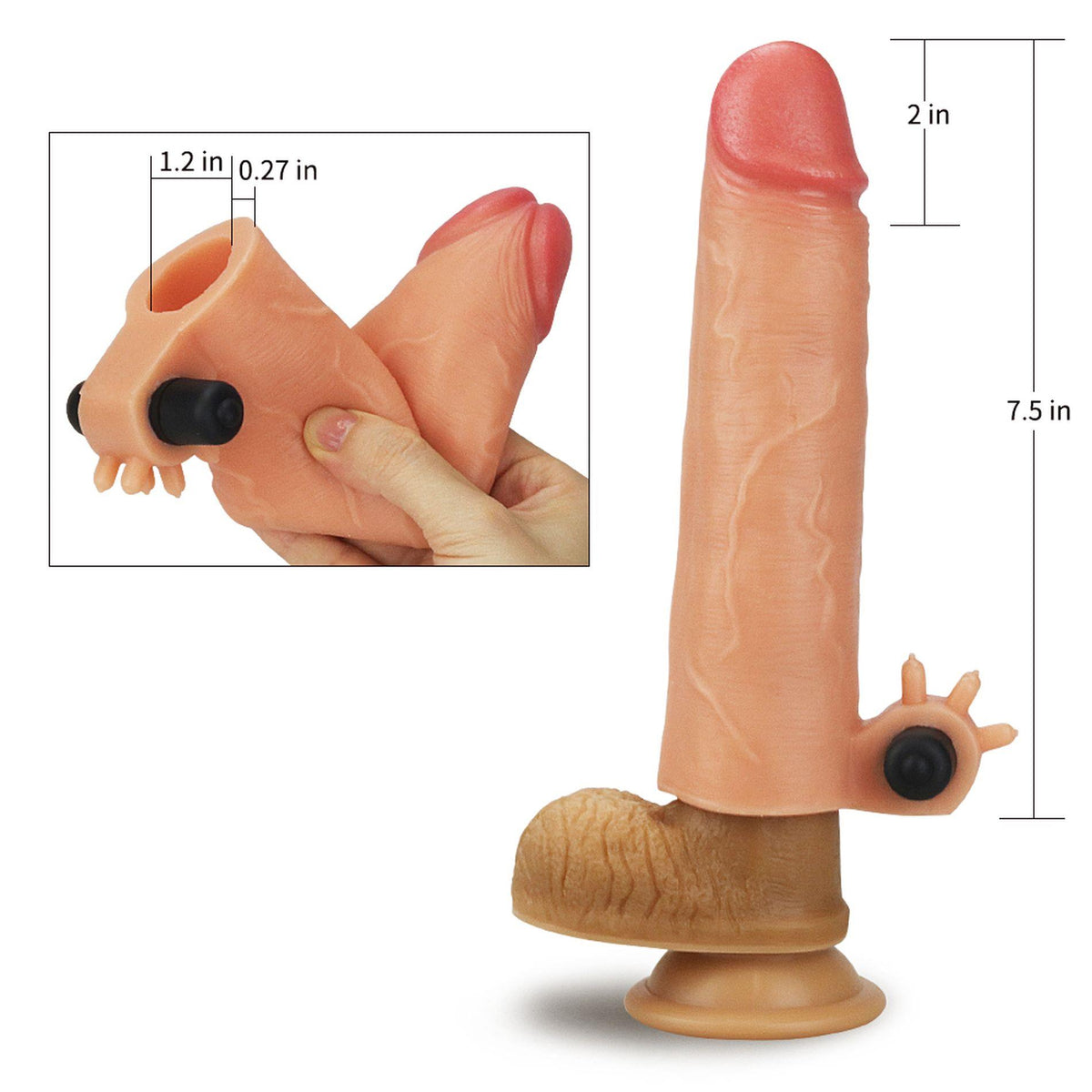 1-Wibrująca silikonowa przedłużka na penisa Lovetoy 5 cm-1