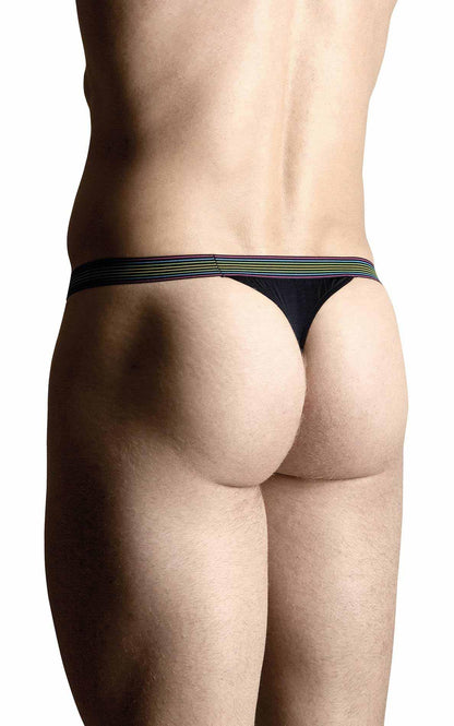 2-Stringi męskie tęczowe SoftLine 4496 czarne M/L-2