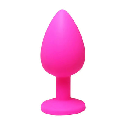 2-Różowy silikonowy korek analny z białym kryształem Fantasy mały 7 cm-2