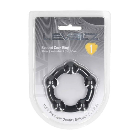 2-Pierścień erekcyjny silikonowy koralikowy Levelz czarny M 3,5cm-2