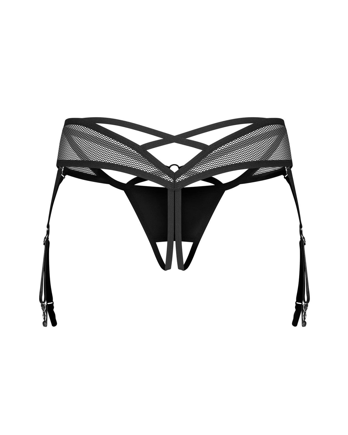 2-Otwarte stringi Dominna imitacja skóry siateczka Obsessive L/XL-2