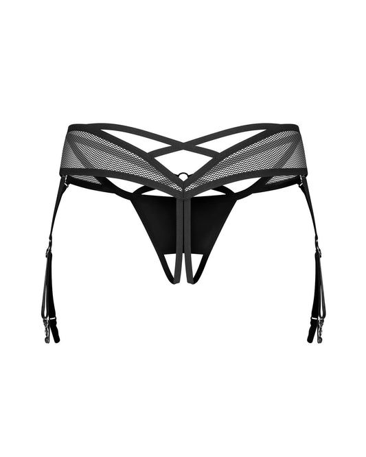 2-Otwarte stringi Dominna imitacja skóry siateczka Obsessive L/XL-2