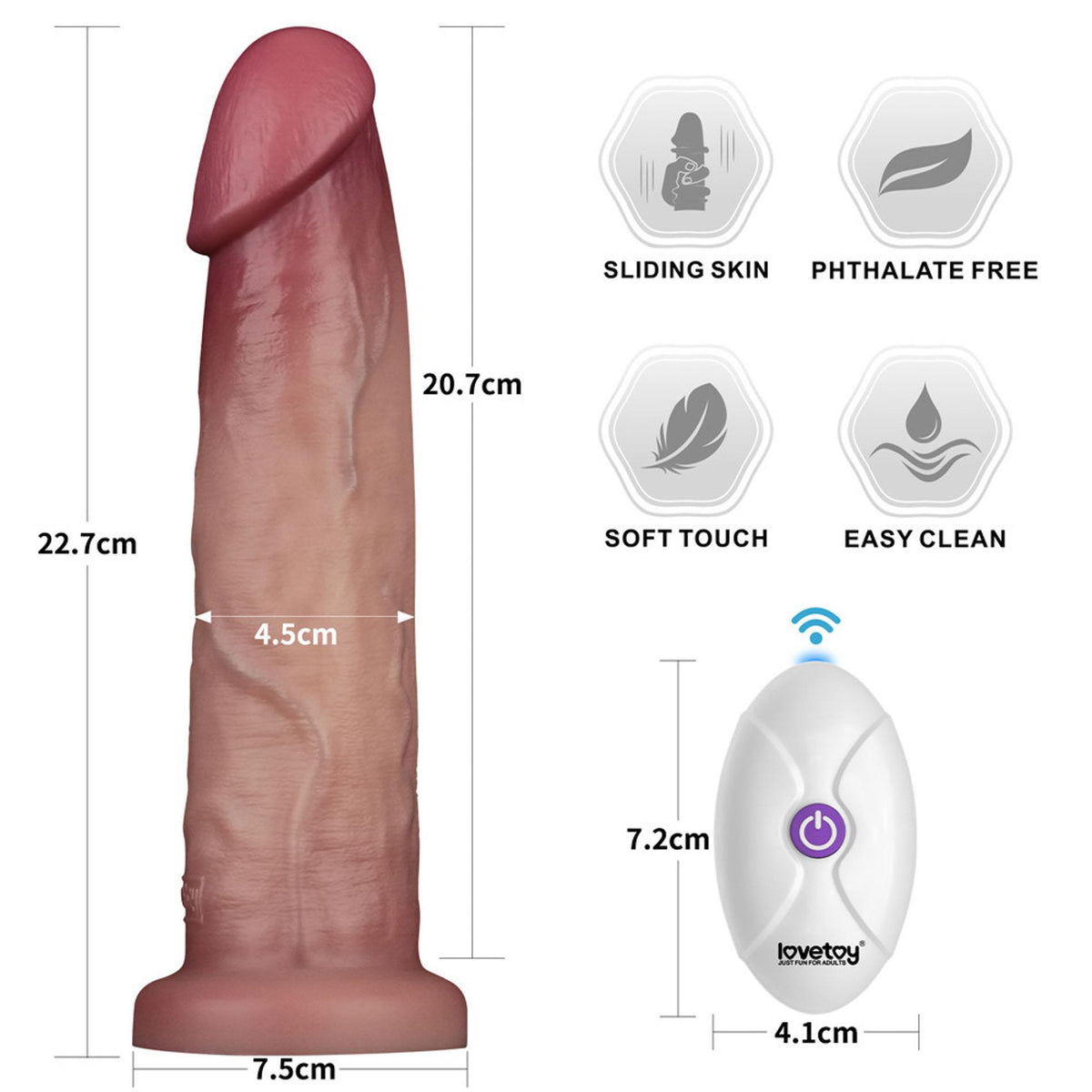 1-9" Vibrating Sliding Skin Pro II Dual Layer Silicone Dong-1