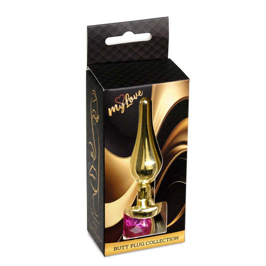 2-Biżuteria analna stalowa MyLove Toys z diamentem różowa 9,5 cm-2