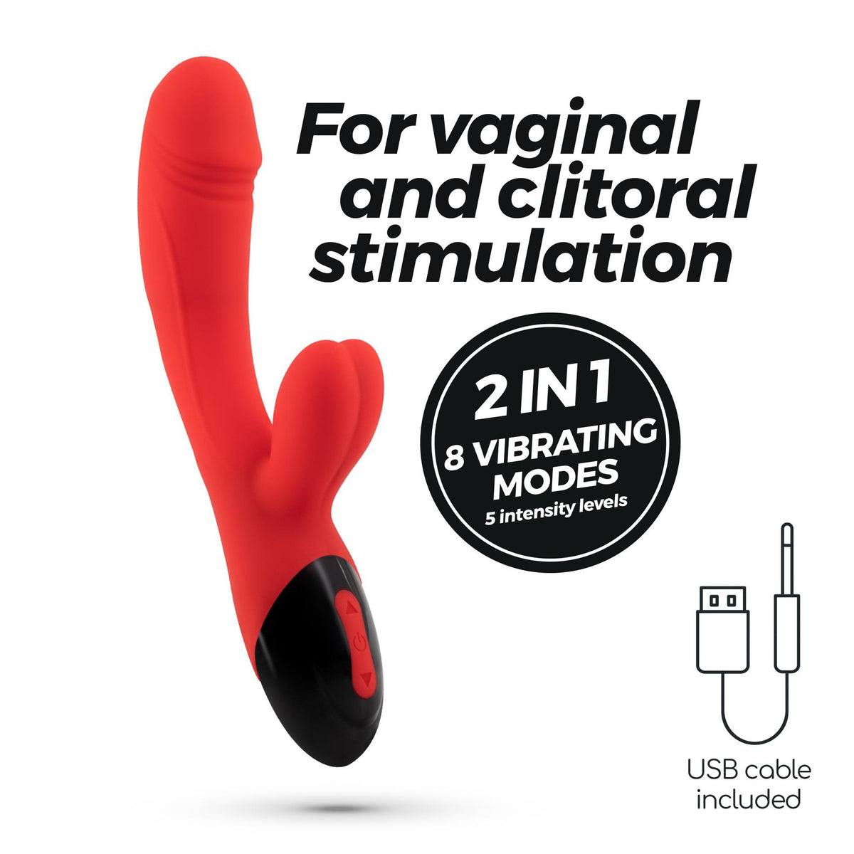 2-Wibrator króliczek Crushious Dare Dong silikonowy USB 20 cm-2