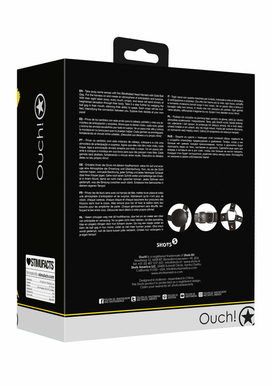 1-Uprząż na głowę z kneblem kulkowym i opaską Ouch! czarna-1
