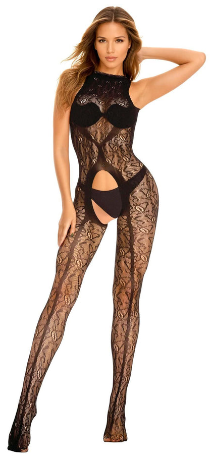 3-Bodystocking koronkowy SoftLine 2038 czarny One Size-3