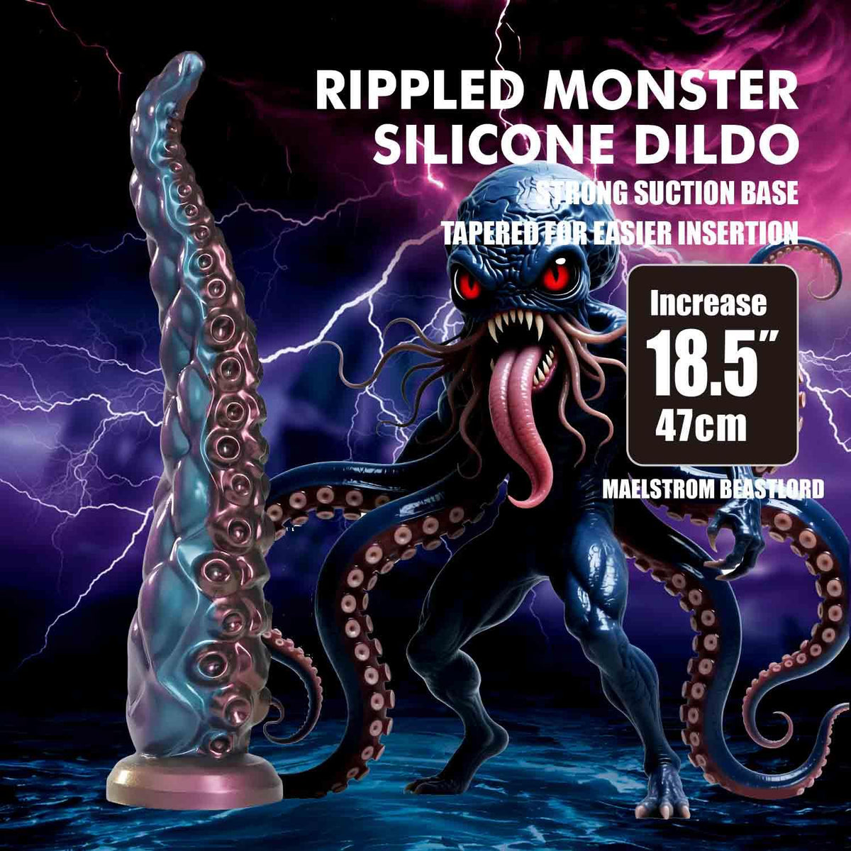 3-Power Monsters Maelstrom Beastlord – 47 cm Rippled Monster Silicone Dildo-3