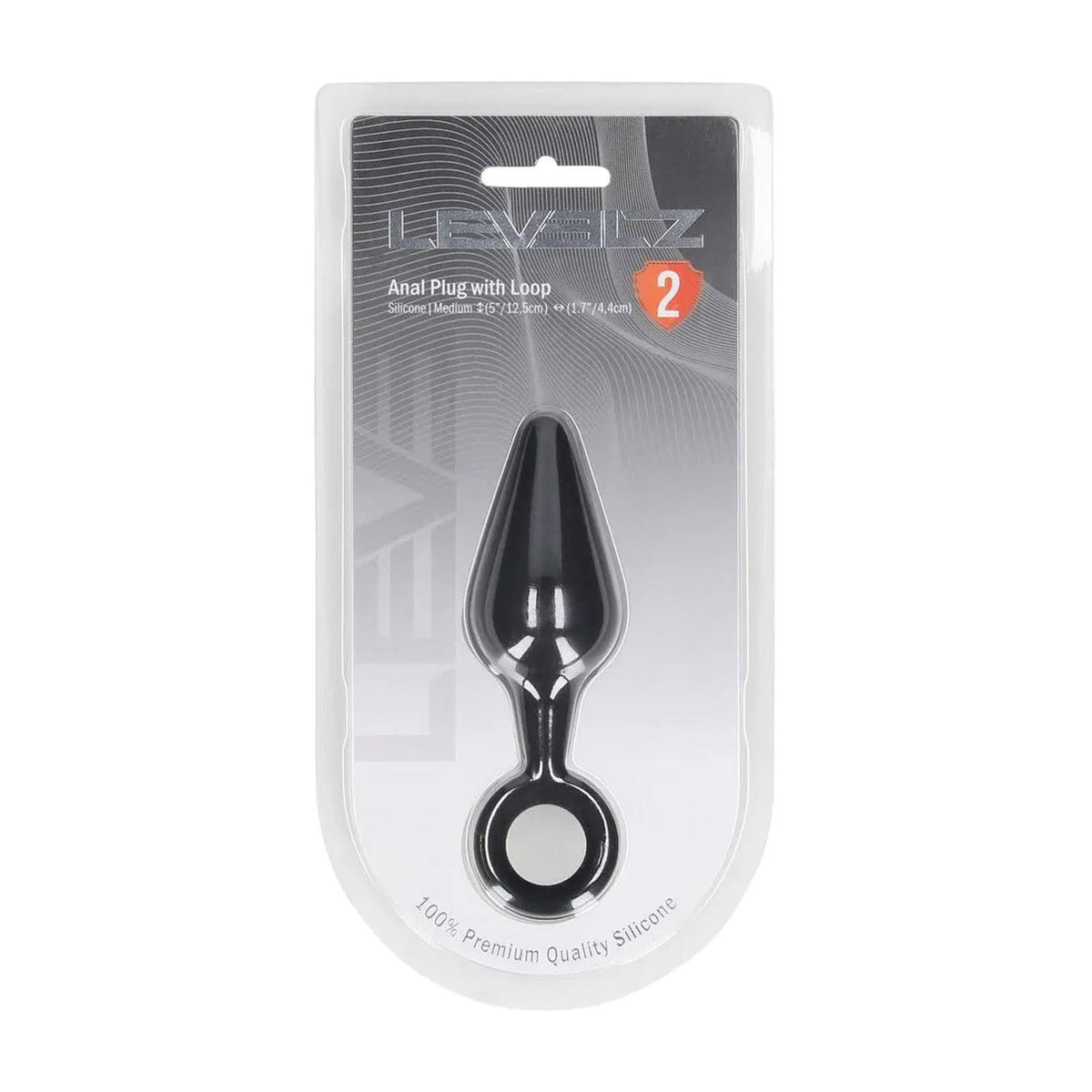 3-Silikonowy korek analny z pętlą Levelz M czarny 12 cm-3