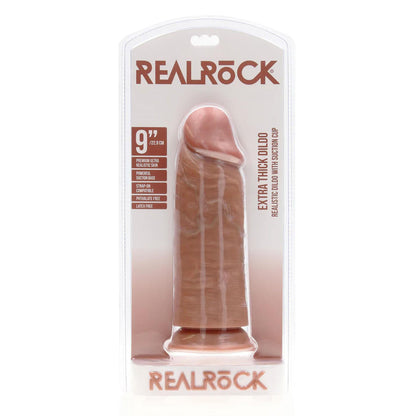 3-Dildo realistyczne RealRock grube proste 23 cm beżowe-3