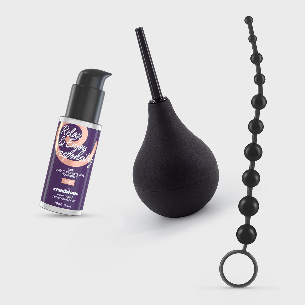 2-Zestaw analny Crushious gruszka 90 ml łańcuszek 10 perełek-2