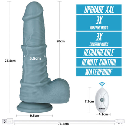 4-11'' Rechargeable Thrusting and Vibrating Silicone Dildo with Remote-4