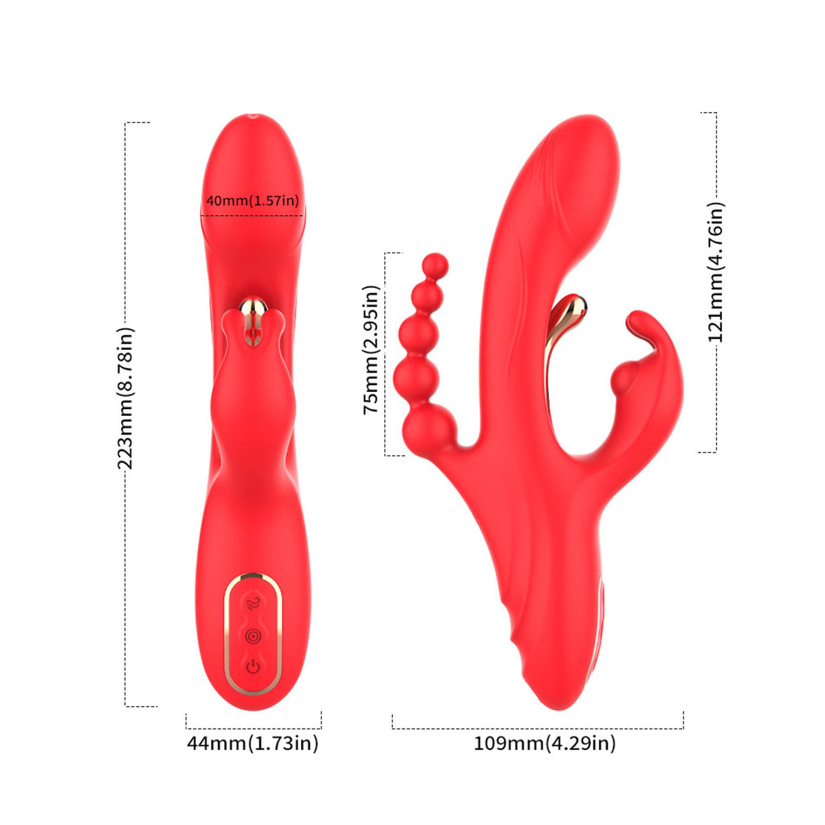 4-Wibrator króliczek Trident czerwony USB 22 cm-4