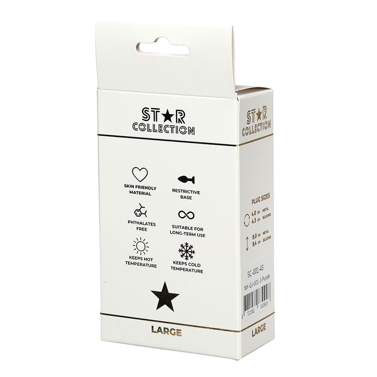 1-Fioletowy silikonowy korek analny Star Collection L z niebieskim kamieniem-1