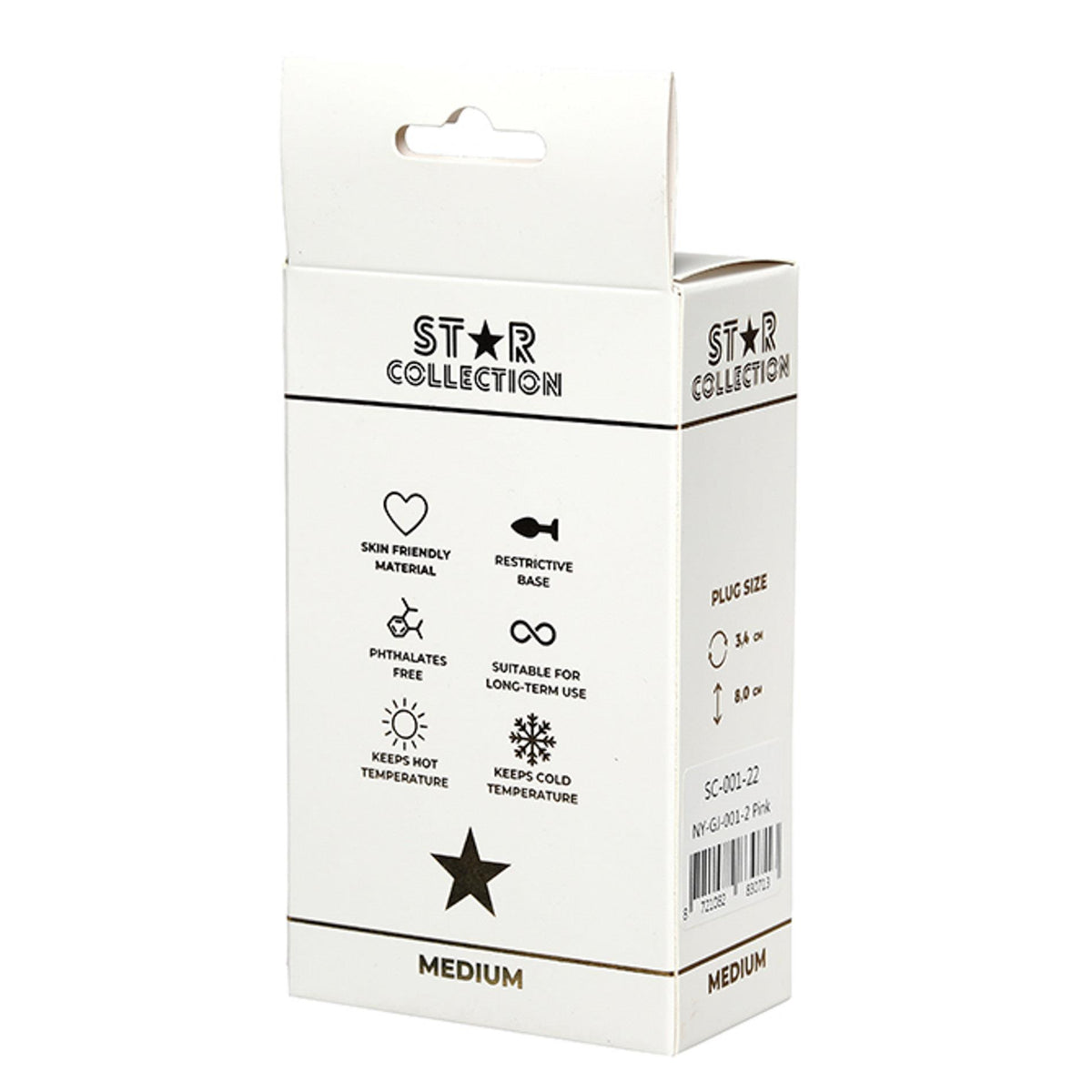 2-Korek analny silikonowy Star Collection różowy z kamieniem M 8,5 cm-2