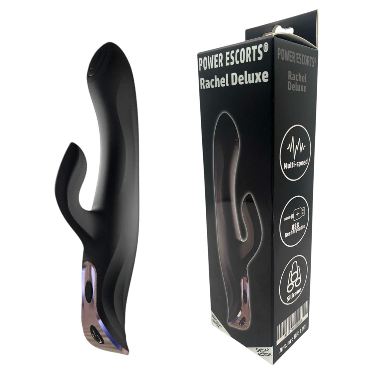 3-Wibrator króliczek Rachel Deluxe Power Escorts czarny silikonowy USB 23 cm-3