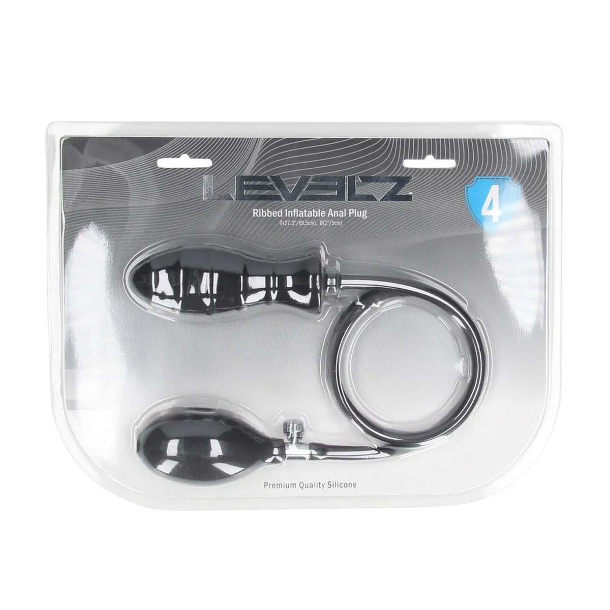 3-Żebrowany korek analny pompowany silikonowy Levelz by Shots czarny 5 cm-3