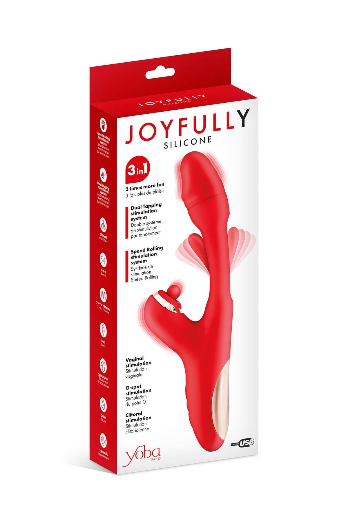 1-Wibrator króliczek Yoba Joyfully 3w1 czerwony USB 25 cm-1
