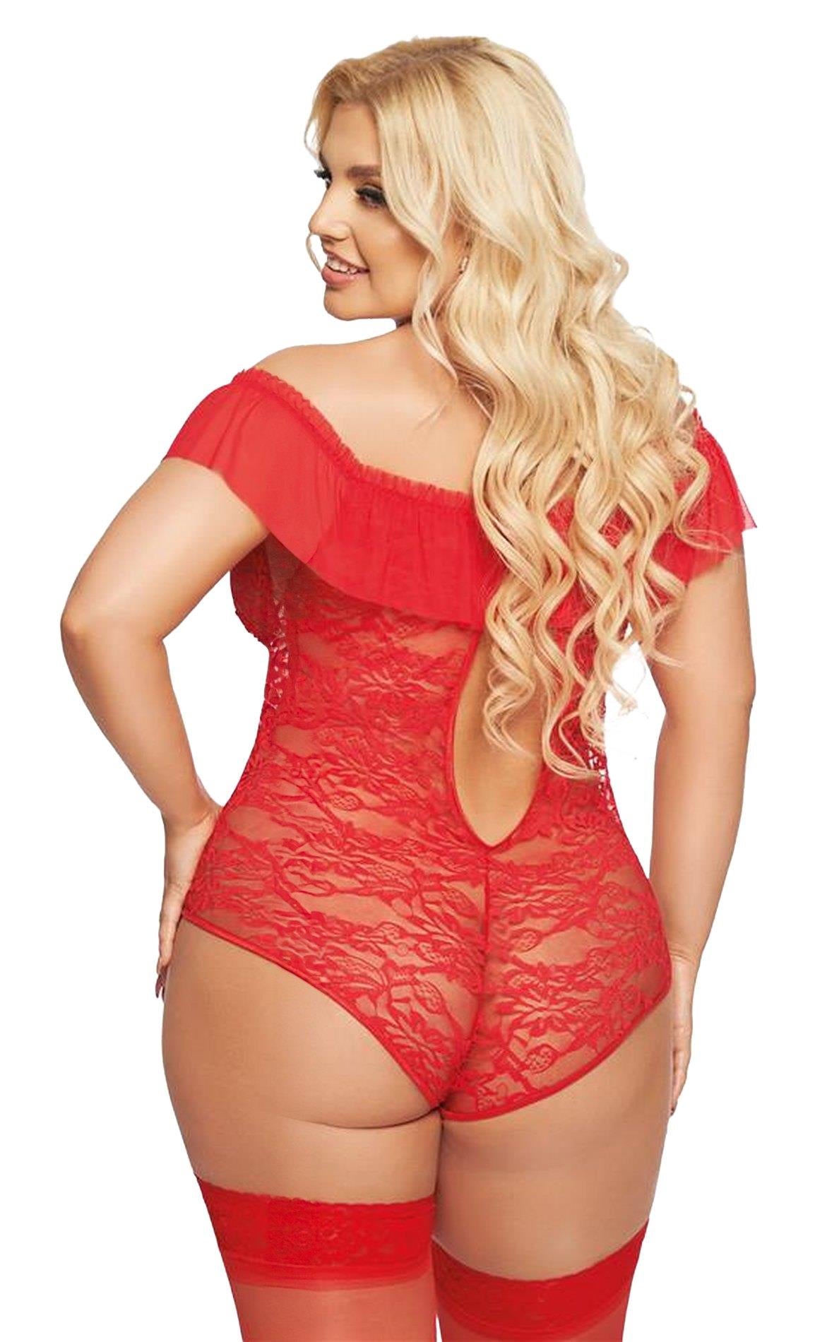 2-Koronkowe body Kamila czerwone XL SoftLine Collection-2