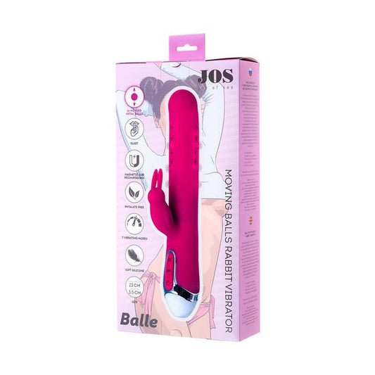 1-Wibrator króliczek z ruchomymi kulkami JOS BALLE silikonowy różowy 23 cm-1