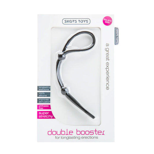 2-Pierścień erekcyjny regulowany Double Booster Shots Toys czarny silikonowy-2