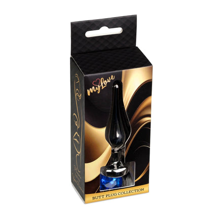 2-Biżuteria analna stalowa z diamentem MyLove Toys ciemnoniebieska 9,5 cm-2