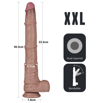 3-16'' Dual Layered Bendable Silicone Cock XXL(Flesh)-3