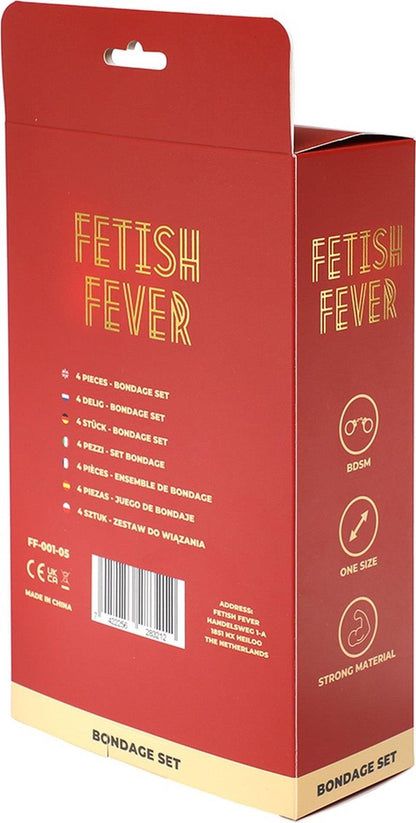 1-Zestaw bondage Fetish Fever mankiety maska piórka czarny 4 sztuki-1