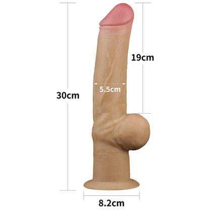 1-Dildo realistyczne dwuwarstwowe silikonowe z uchwytem Lovetoy 30 cm-1