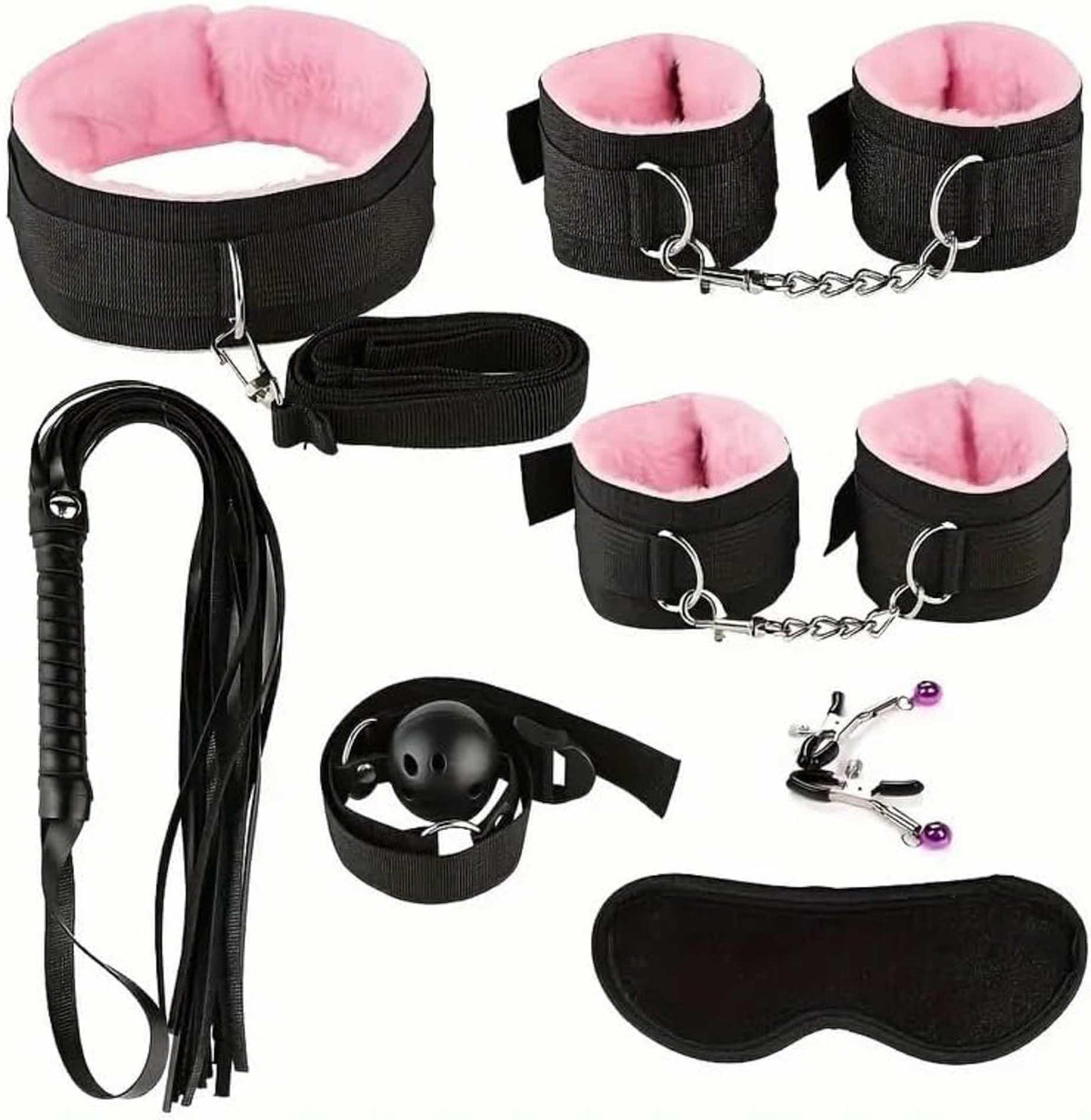 3-Zestaw kajdanek BDSM Fetish B Series z różowym futerkiem-3