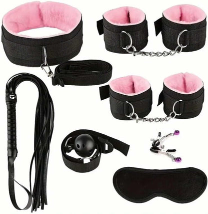3-Zestaw kajdanek BDSM Fetish B Series z różowym futerkiem-3