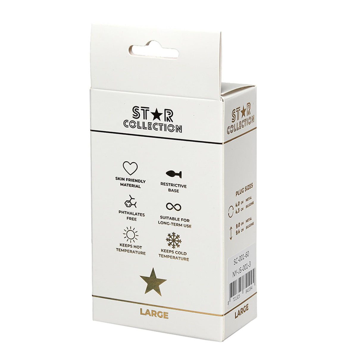 1-Srebrny metalowy korek analny L Star Collection z różowym kamieniem 10 cm-1