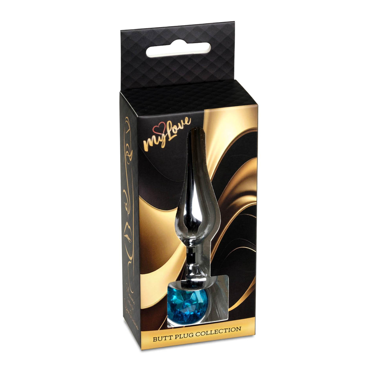 2-Biżuteria analna srebrna z diamentem MyLove Toys jasnoniebieska 9,5 cm-2